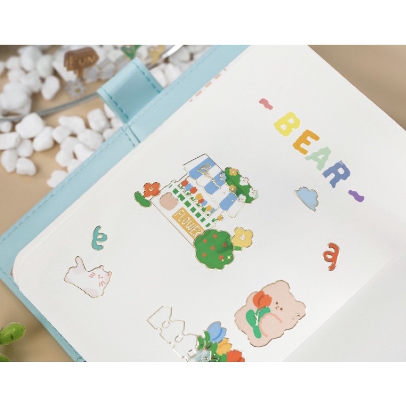 Sticker cute/ Tấm sticker hình dán Cute Bear dễ thương trang trí sổ planner bullet journal Hàn Quốc Tẻn Tẻn