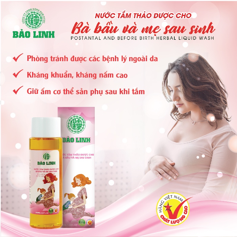 Nước Tắm Tinh Dầu Thảo Dược Bảo Linh Cho Bà Bầu, Mẹ Sau Sinh dung tích 200ml và 70ml siêu tiết kiệm