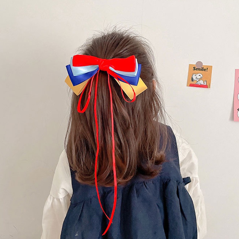 Kẹp Tóc Nơ Ruy Băng Màu Sắc Dễ Thương Cho Bé Gái AKKU