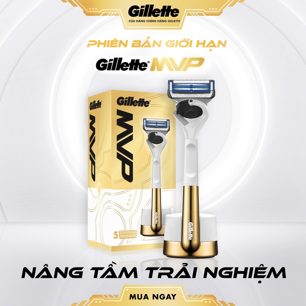 Dao Cạo Râu GILLETTE Mvp Gồm 1 Cán Dao Và 5 Đầu Dao Cạo