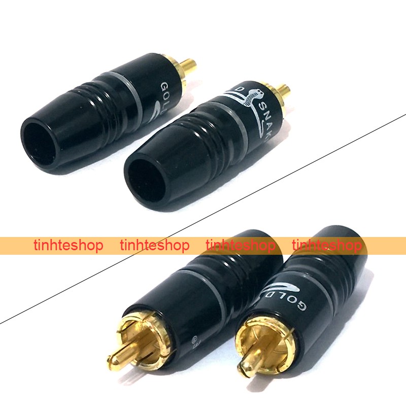 Đầu hàng jack AV RCA Coaxial OD-8mm - Giắc hàn dây âm thanh AV Video đường kính lỗ 8mm Gold Snake (1 chiếc)