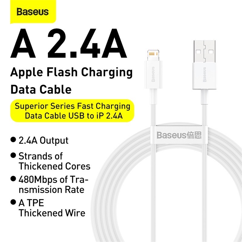 Dây cáp sạc nhanh Baseus Usb A to L dành cho IP  Ip11/Ip12/Ip13