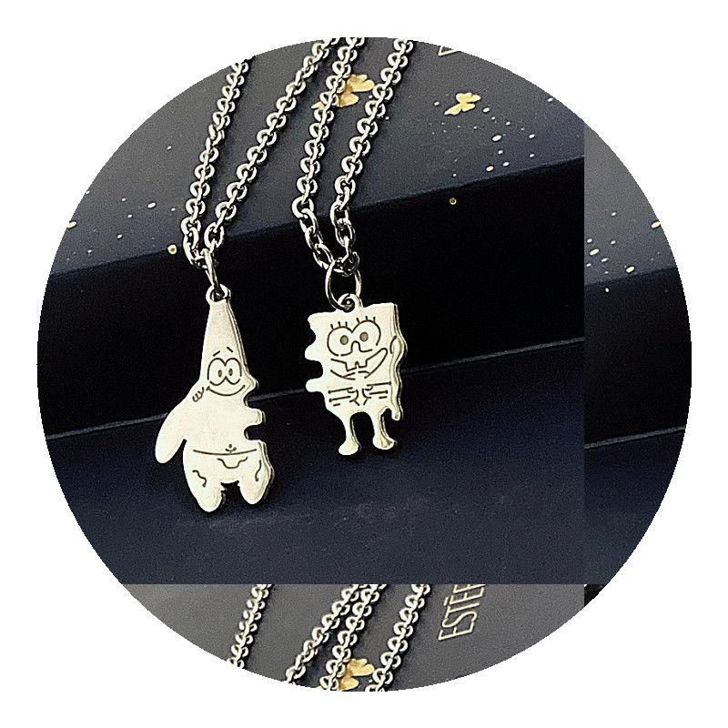 Vòng cổ Mặt Vuông In Hình SpongeBob Phong Cách hip hop Thời Trang Cho Nam Và Nữ