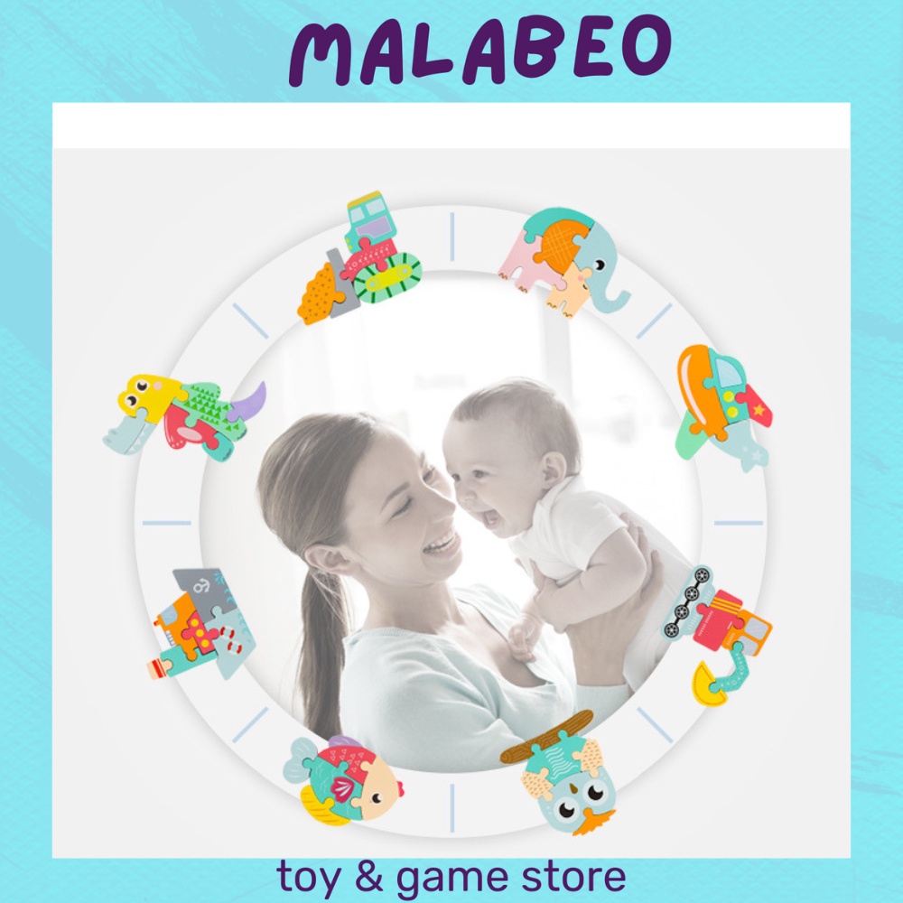 Đồ chơi gỗ ghép hình 3D động vật ngộ nghĩnh, xếp hình gỗ giúp trẻ tăng cường khả năng tư duy logic, quan sát, tập trung