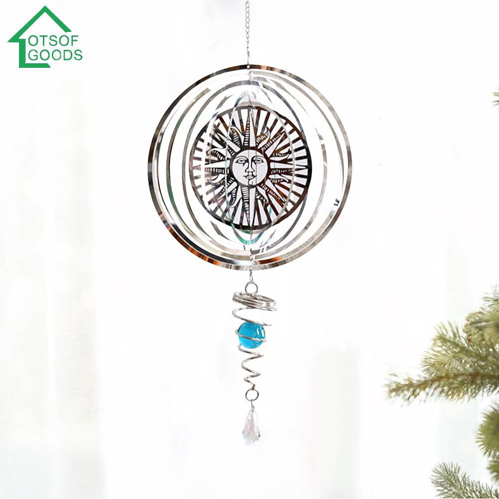 Sun Metal Stainless Steel Wind Chime Garden Foldable Rotate Hanging Wind Spinner