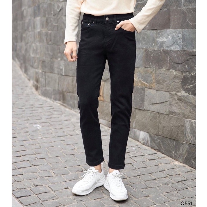 [ Ảnh THẬT ] Quần Jeans Nam Cao Cấp Co Dãn Phong Cách Tôn Dáng Trẻ Trung Năng Động mẫu ĐEN tRƠN | BigBuy360 - bigbuy360.vn