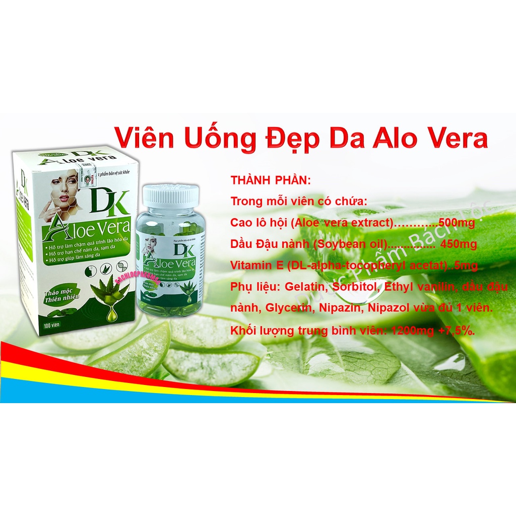 Viên Uống Aloe Vera Giúp tăng cường khả năng chống oxy hóa, làm chậm lão hóa da, hỗ trợ hạn chế nám da, giúp làm sáng da