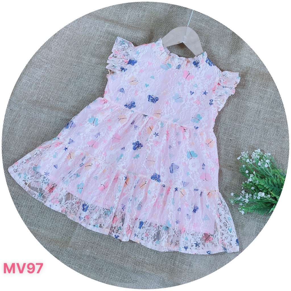 Váy Ren Cánh Tiên Cổ Bèo Họa tiết Bướm Minie Rossi 1-9 TUỔI