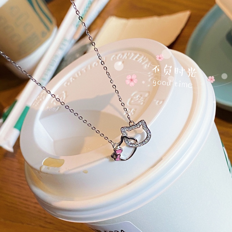 Vòng cổ Mặt Hình Mèo Hello Kitty Đính Đá Sang Trọng Cho Nữ