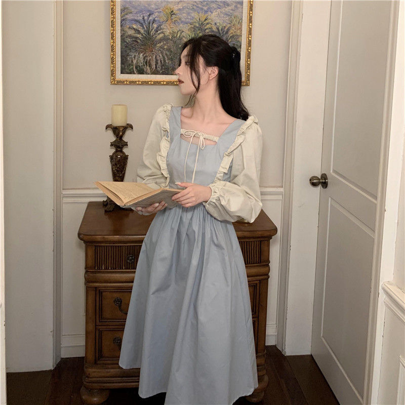 2021Spring French Minority Palace Style Long-Sleeved Dress Waist Slimming Gentle Fairy Temperamental Long Dress | BigBuy360 - bigbuy360.vn