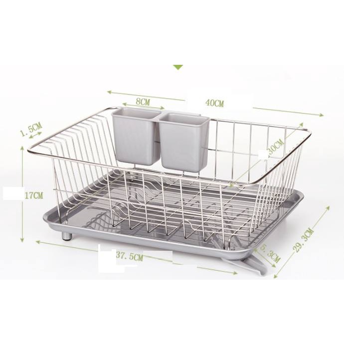 Rổ úp bát inox 304 khay hứng nước có vòi.