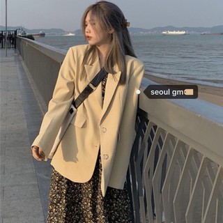 áo blazer vàng kem vintage Hàn Quốc (có độn vai)
