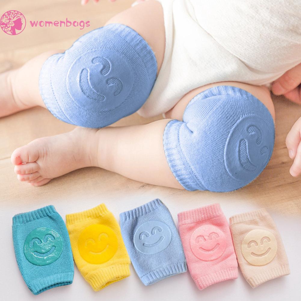 Cặp đệm cotton bọc đầu gối bảo vệ hình mặt cười cho bé sơ sinh khi bò