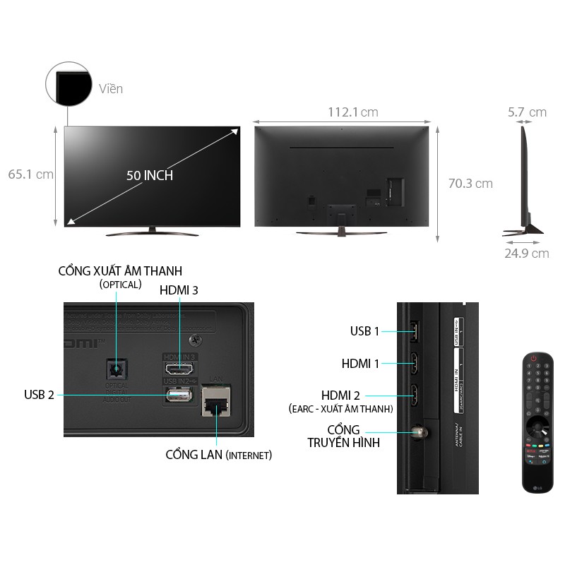 Tivi LG 50UP8100PTB 50 inch 4k Smart TV thinQ Al, Mới 2021 | BigBuy360 - bigbuy360.vn