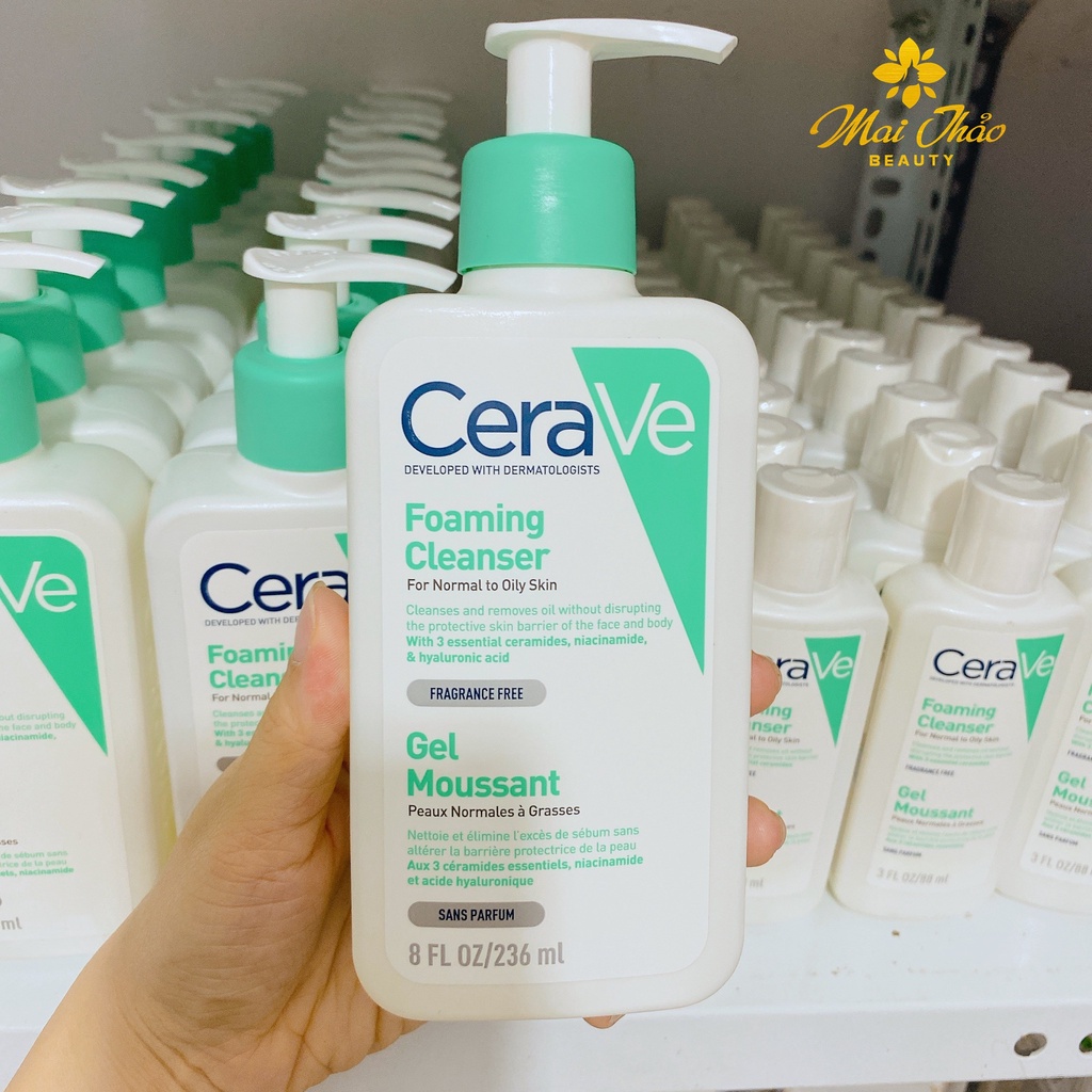 CeraVe Sửa Rửa Mặt Dạng Gel Cho Da Dầu và Da Thường Foaming Cleanser 236ml