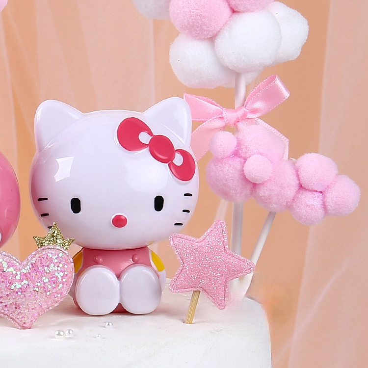 Phụ Kiện Trang Trí Bánh Kem Hình Hello Kitty Dễ Thương