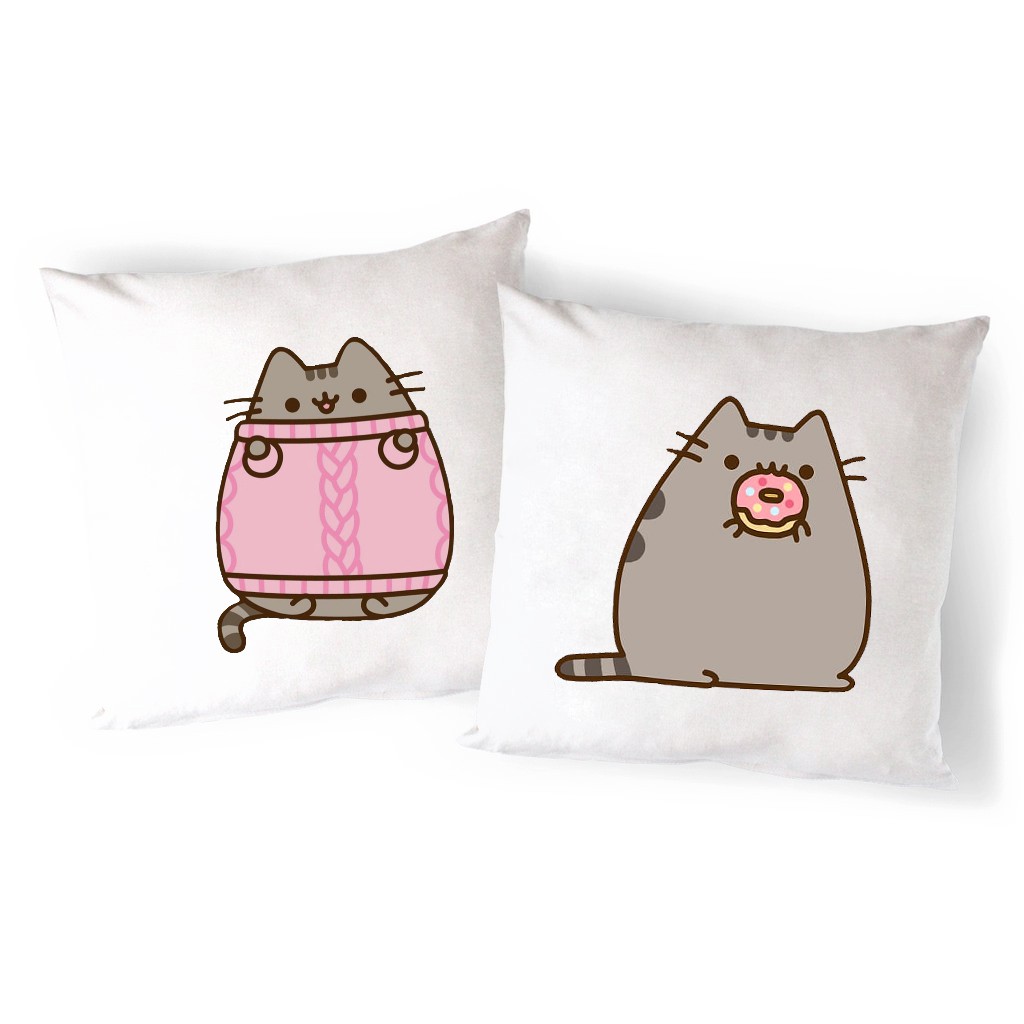 Gối Sofa pusheen VGI9 gối in 2 mặt Gối Tựa lưng Sofa Gối vuông Gối Trang Trí vải canvas 45x45cm