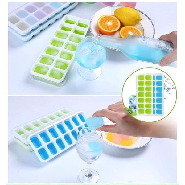 Khay Đá Silicon Có Nắp Đậy 14 Viên Làm Đá Thạch Kem Tiện Lợi #242