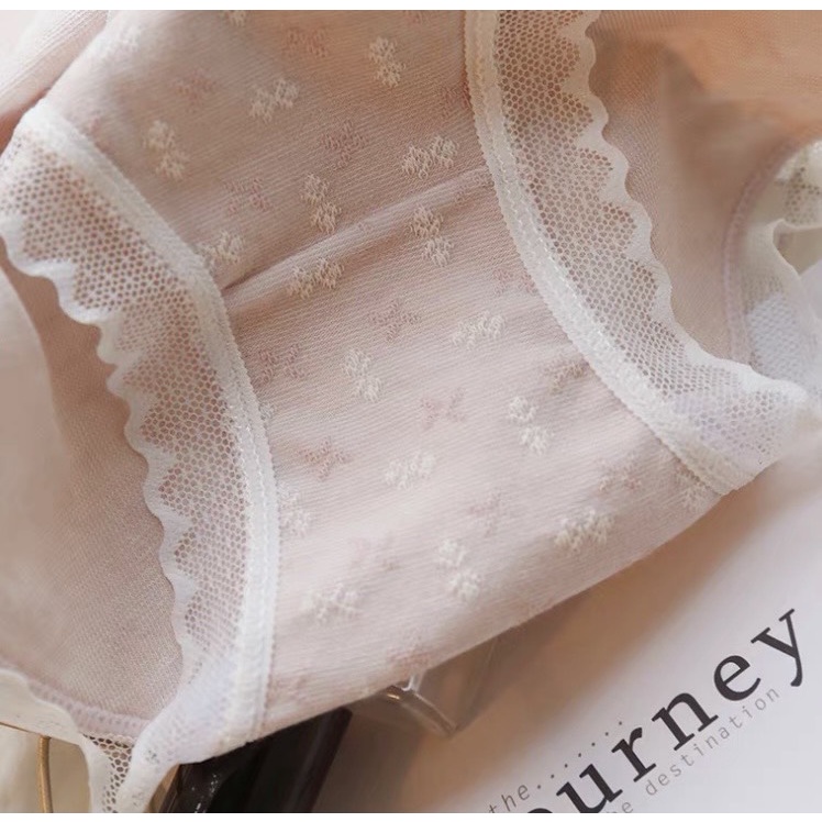Set 4 quần hoa nhí nữ tính viền ren gợi cảm chất liệu cotton thấm hút mồ hôi Missie Q02