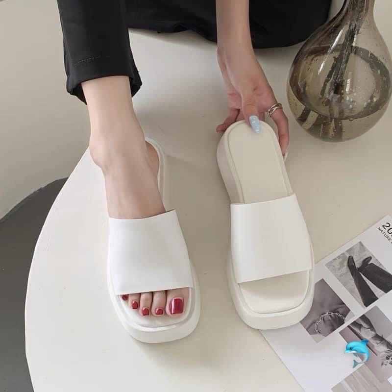 Dép quai ngang nữ đế đúc bản cao cấp tăng chiều cao gót đế xuồng siêu nhẹ