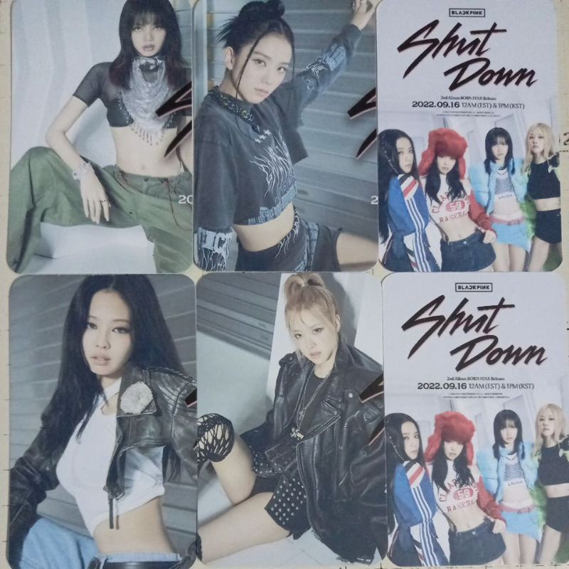 Set 4 card giấy bo góc in 2 mặt ảnh nhóm BLACKPINK - Born Pink - Shut Down