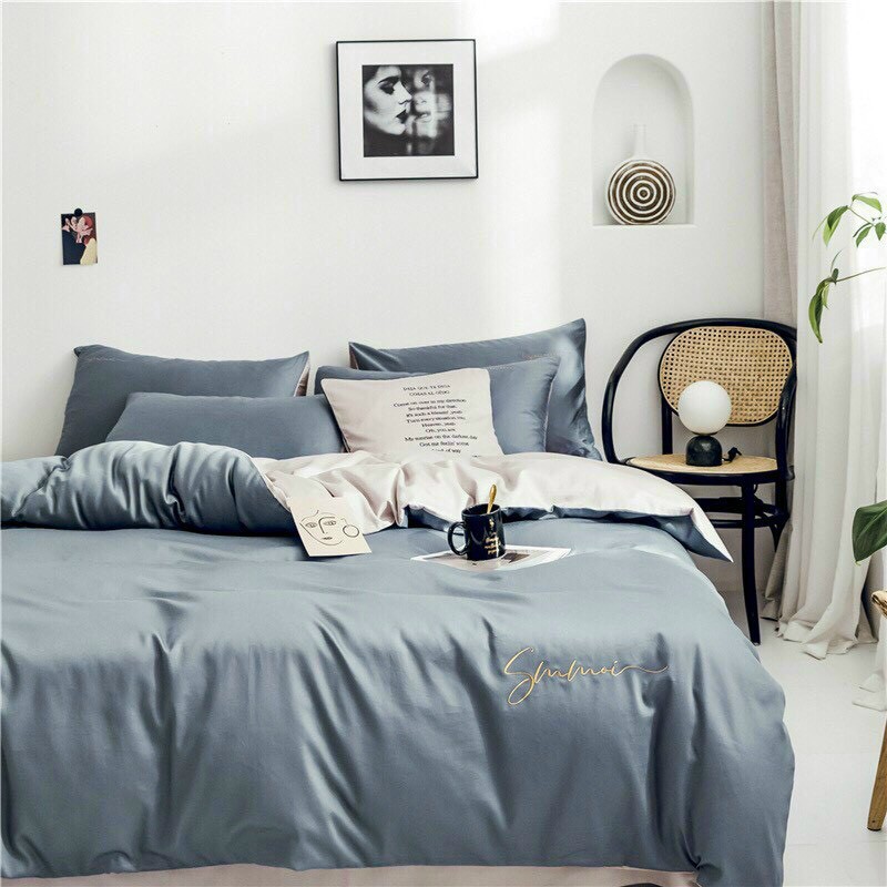 Set chăn ga gối lụa sumoi MỊN DECOR cao cấp mềm mại