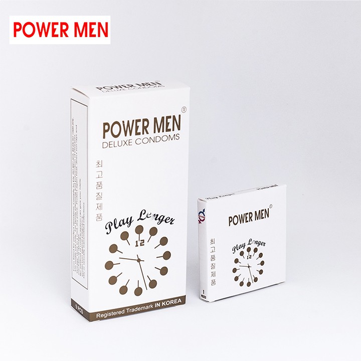 Combo 2 Bao cao su gân gai, kéo dài thời gian Powermen Player Longer Hộp 1 BCS (2PL1)