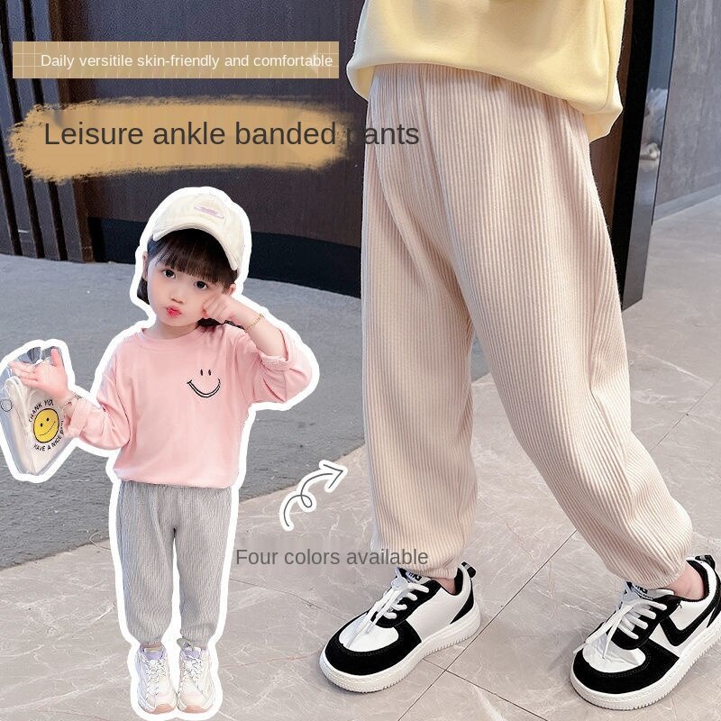 Quần dài thể thao họa tiết hoạt hình thời trang mùa thu 2023 cho bé gái