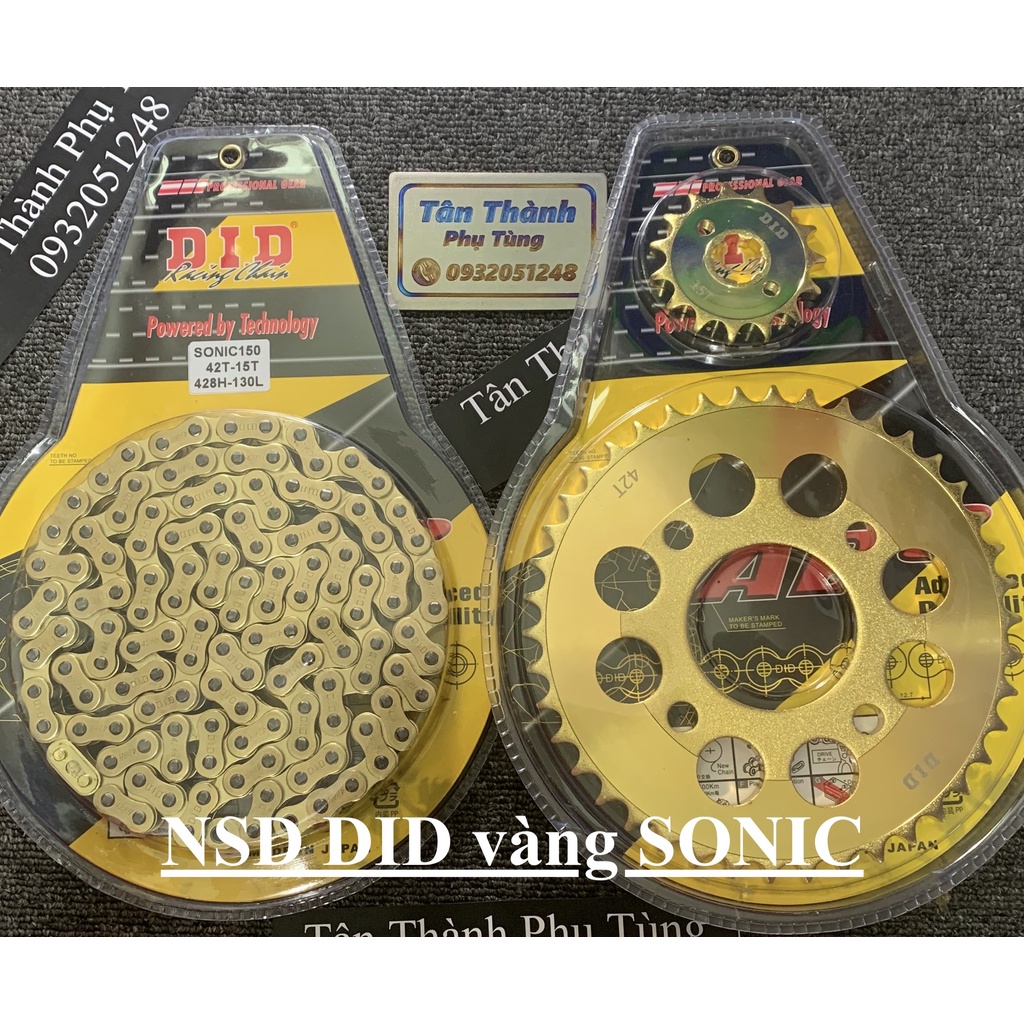 Nhông sên đĩa DID Vàng SONIC 15-42