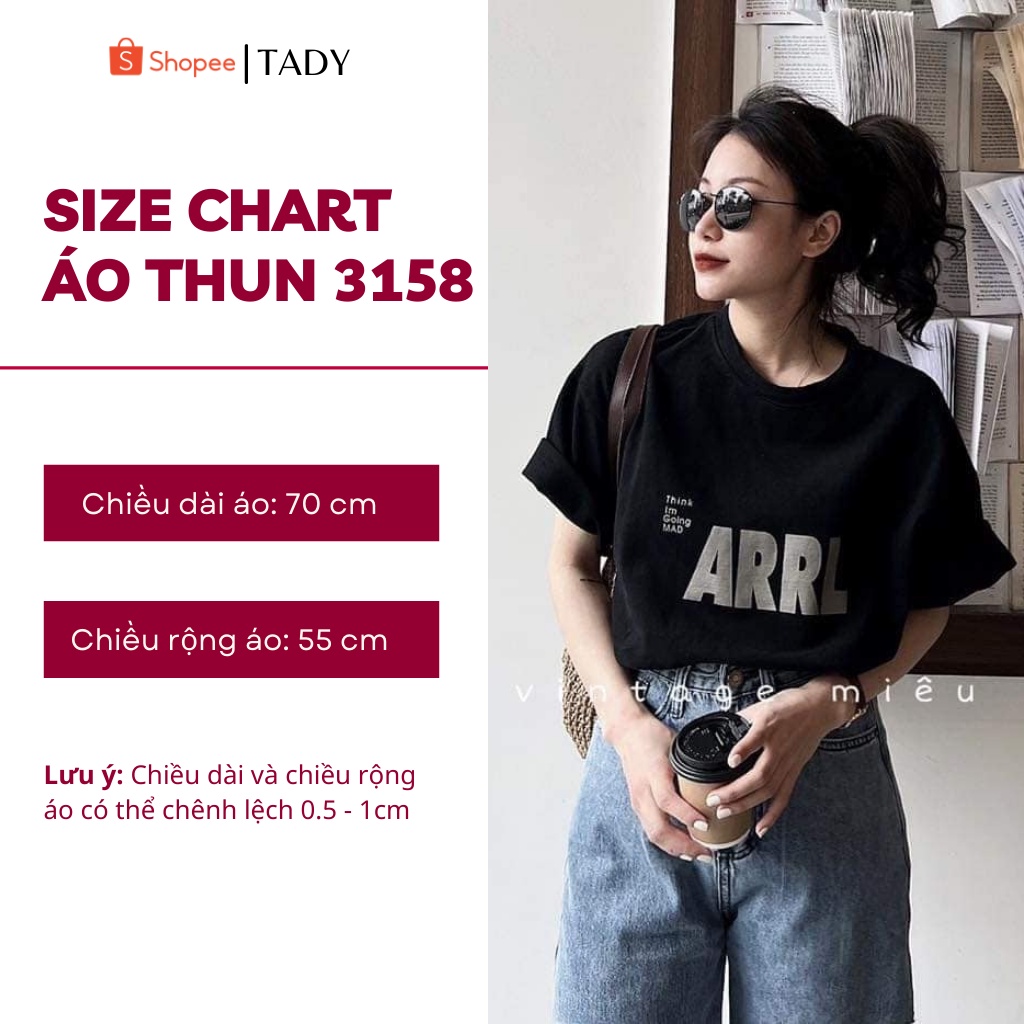 Áo Thun Phông 3158 Chất Cotton Mặt Nhung In Chữ ARRL Form Rộng Tay Ngắn Unisex