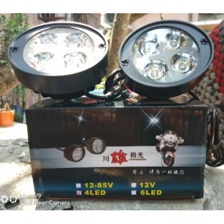 Đèn led trợ sáng 4 LED 18wx2 12-85v gắn chân gương cho xe gắn máy , xe máy điện, xe đạp điện
