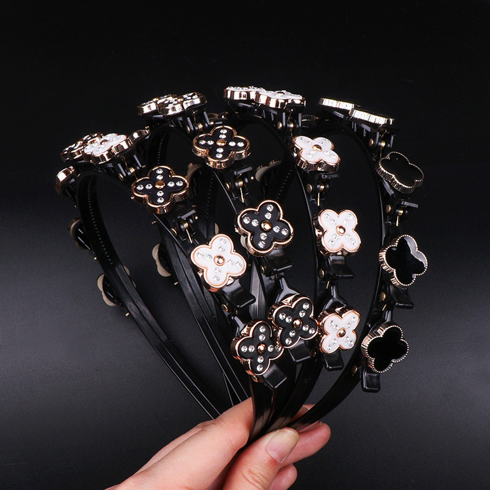 Băng Đô Cài Tóc Bằng Nhựa Bện Hai Lớp Họa Tiết Hoa Cá Tính