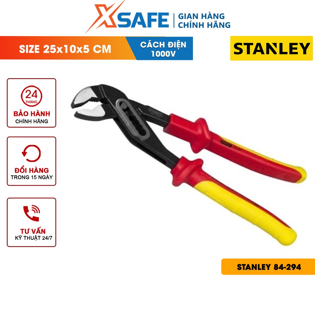 Kềm mỏ quạ 250mm VDE STANLEY 84-294 bọc nhựa cách điện 1000V chuyên dụng  Kìm VDE Stanley thép hợp kim cao cấp