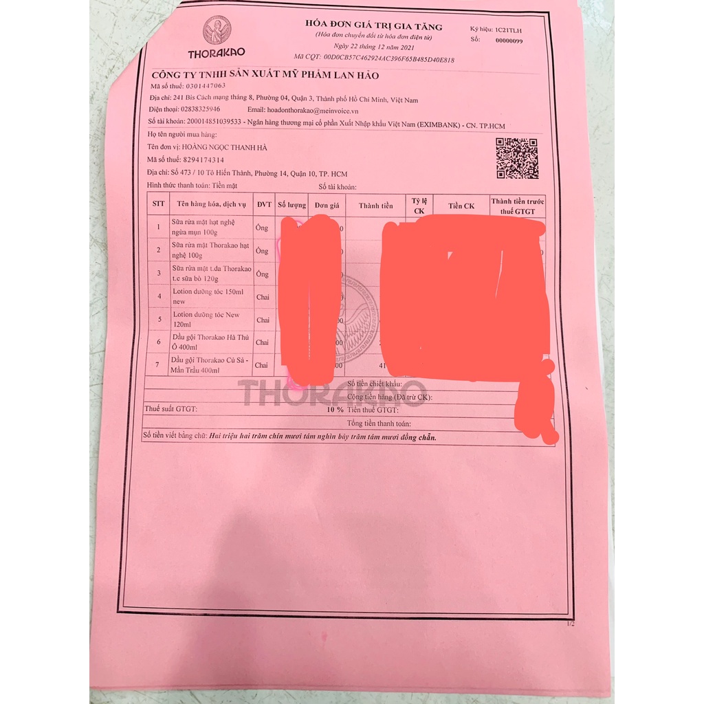 1 CHAI DẦU GỘI THORAKAO THIÊN NHIÊN 400ML