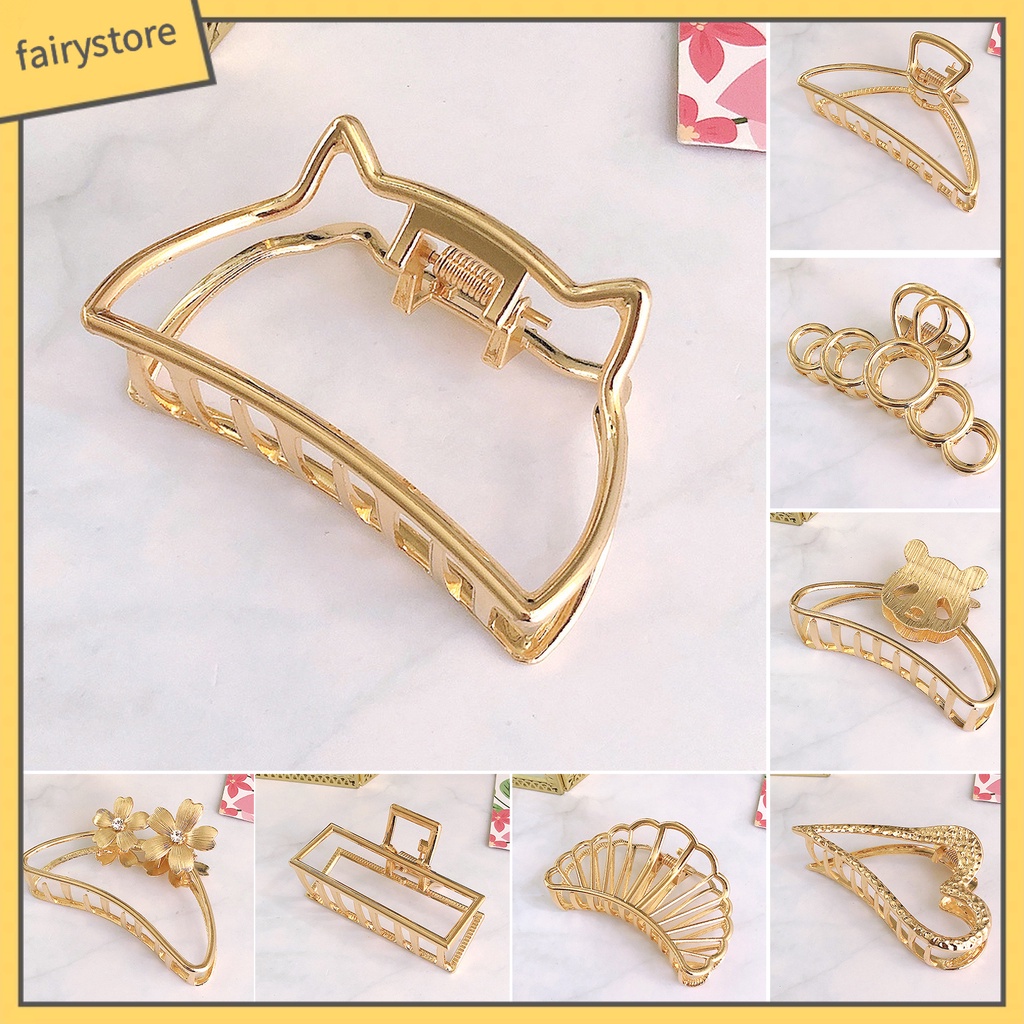 Kẹp tóc càng cua hợp kim màu trơn thiết kế đơn giản thời trang dành cho nữ