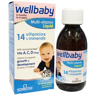 Wellbaby Multi Vitamin Liquid, Vitamin cho trẻ biếng ăn, lọ 150ml