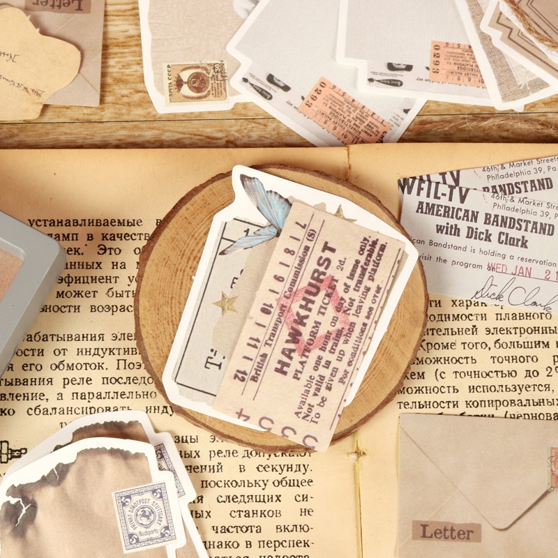 Bộ 100 Tờ Giấy Dán Sổ Tay In Hoa Kiểu Retro Dễ Thương