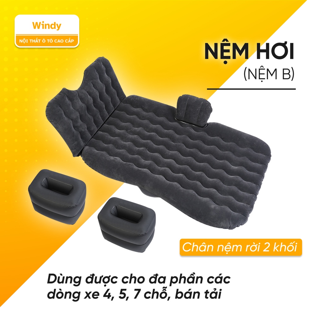 Đệm Hơi Ô Tô, Nệm Hơi Ô Tô Vải Nhung Cao Cấp Có Vân Phù Hợp Mọi Loại Xe 4 5 7 Chỗ ( Tặng Kèm Bơm Điện và Gối)