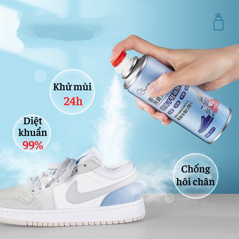 Chai xịt giày ❤️ Xịt khử mùi giày dép công nghệ Nano Bạc mùi dịu nhẹ 260ml đánh bay mùi hôi dép chân tủ giày hiệu quả