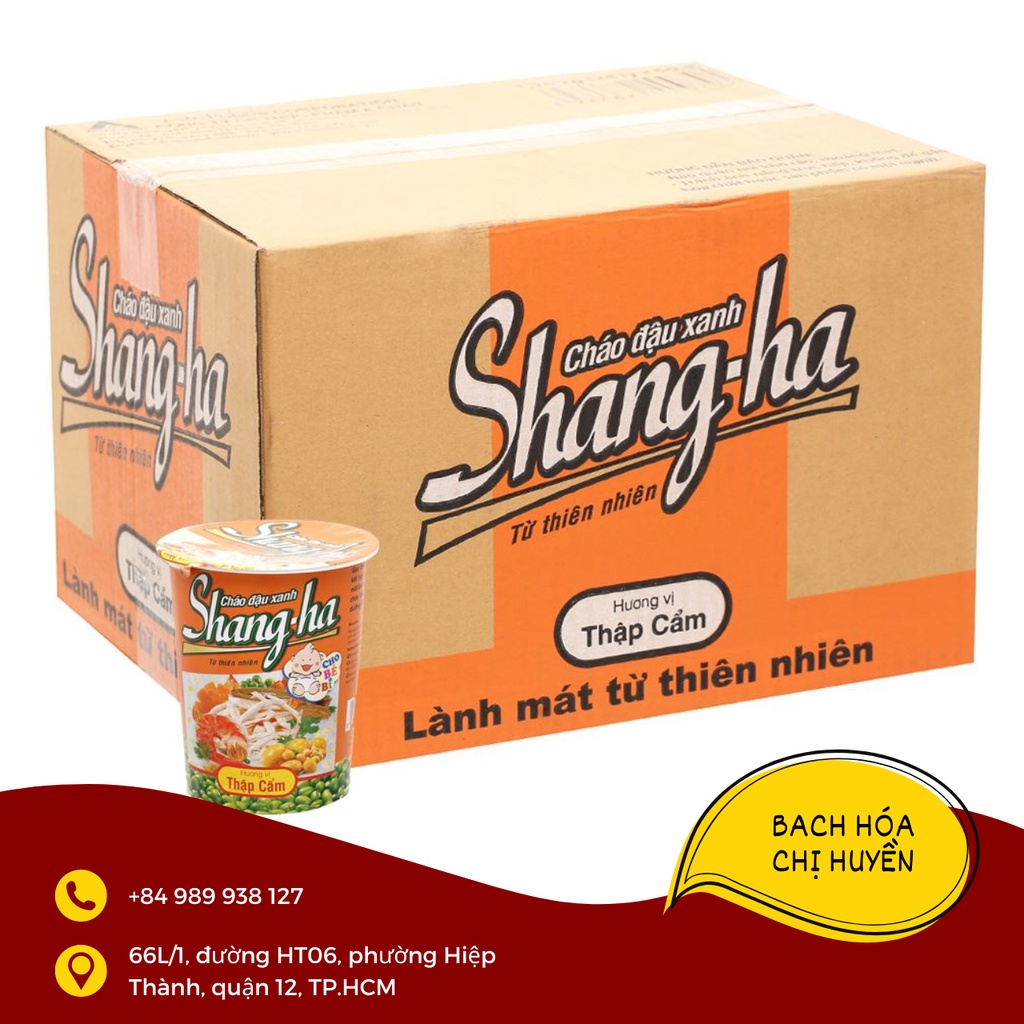 Thùng 24 ly cháo đậu xanh Shang-ha vị Thịt bằm