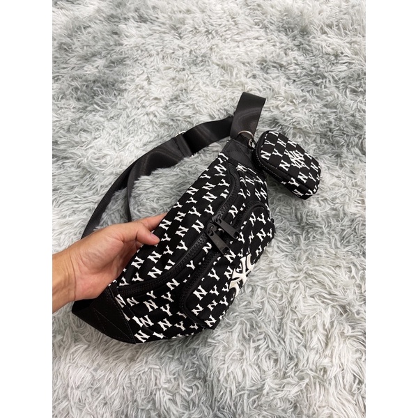 Túi Bao tử MLB NY MONOGRAM WAIST BAG BLACK