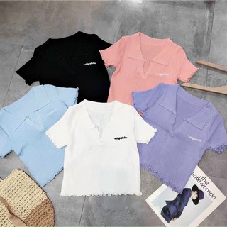 Áo thun croptop cổ bẻ