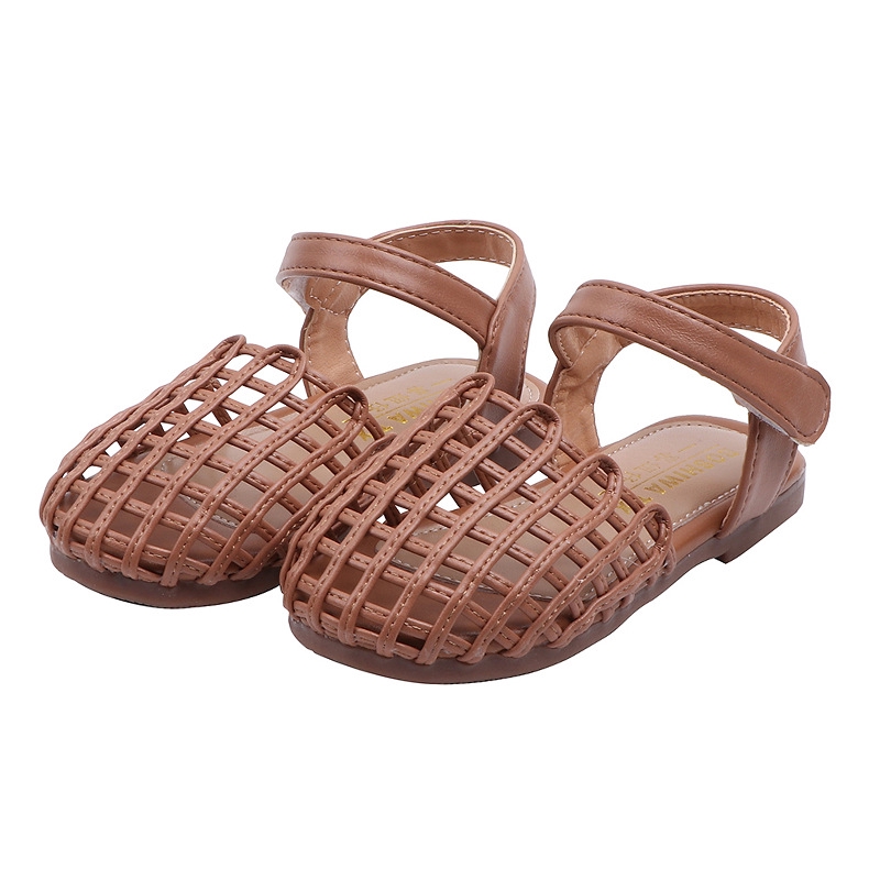 Mới Giày Sandal Đan Lát Đục Lỗ Thời Trang Hàn Quốc Cho Bé Gái