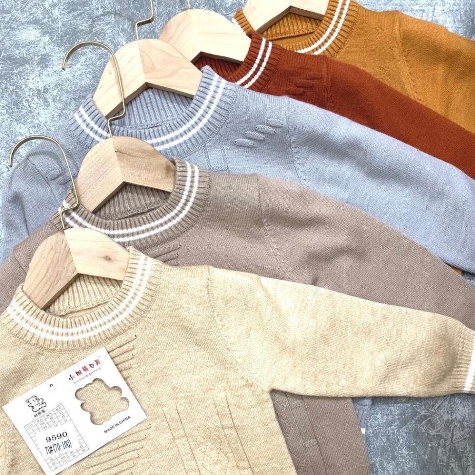 Áo len cho bé, len cổ tròn quảng châu, kiểu dáng basic cho bé trai, bé gái. .