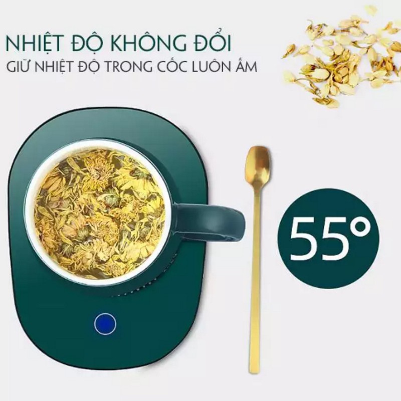Cốc hâm nóng đồ uống kèm đế điện Lucky - Cốc ủ cháo, ủ sữa cho bé – Ly sứ hâm nóng cafe, trà GD009