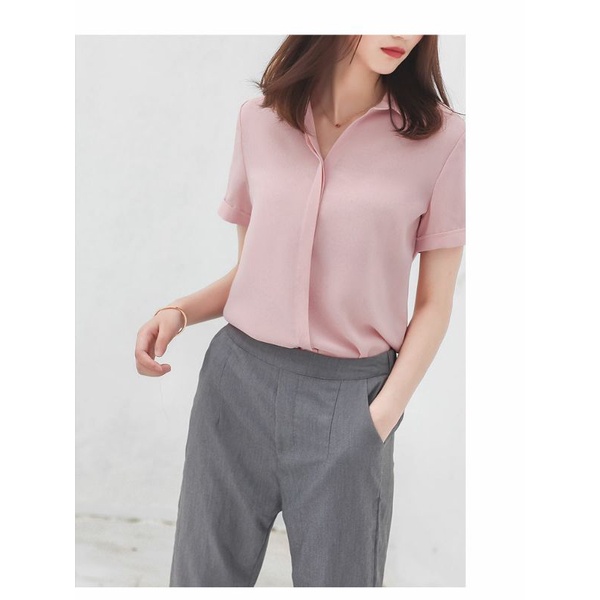 Áo Sơ Mi Nữ Tay Ngắn Vải Voan Mềm Mịn Ulzzang