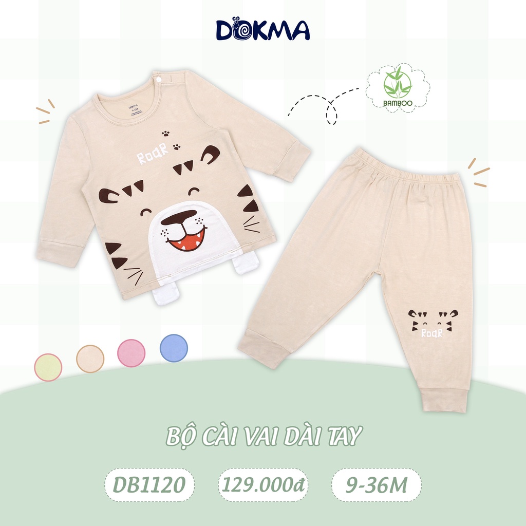 DB1120 Bộ quần áo cài vai dài tay bamboo mỏng Dokma (6-36m)