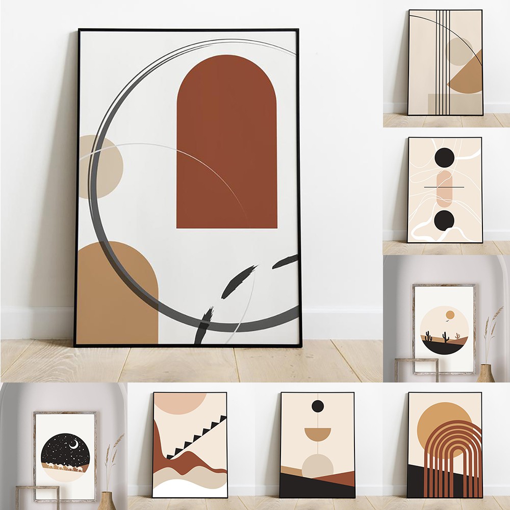 Tranh BOHO trừu tượng 40*60cm - Tranh canvas treo tường phòng khách phòng ngủ, tặng đinh 3 chân treo tranh.