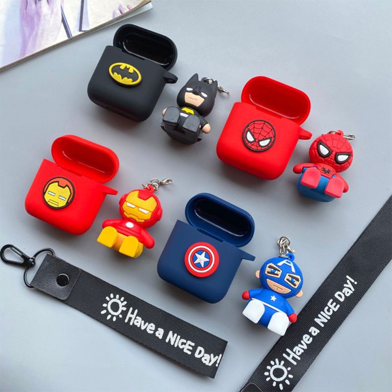 Set vỏ bảo vệ hộp sạc tai nghe Qcy T8 họa tiết siêu anh hùng