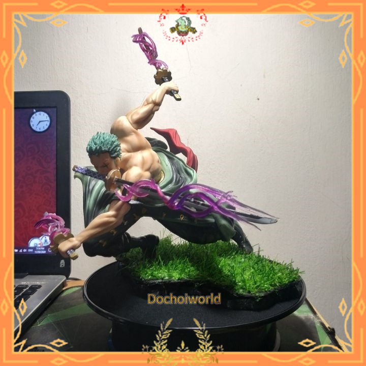 Mô hình One Piece Nhân Vật Kiếm Sĩ Roronoa Zoro Múa Kiếm Hiệu Ứng Đẹp - Cao 18cm